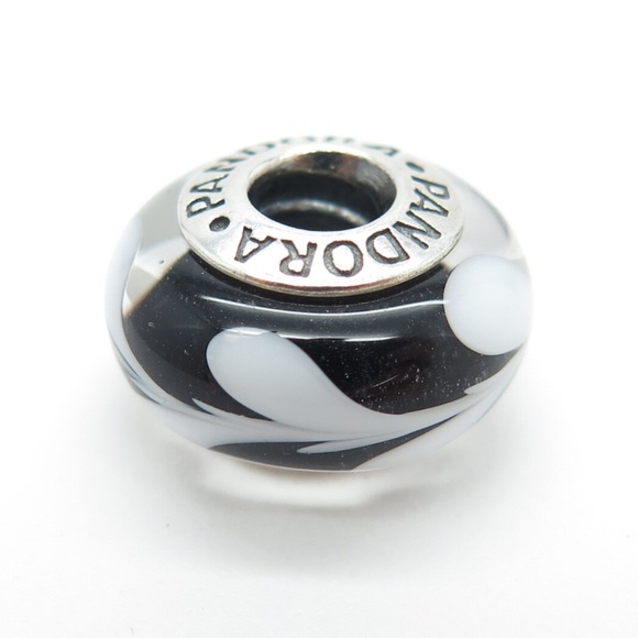 Pandora Jewelry - Pandora Retired Black and White Swirl
Murano Glass Charm - 790676 Sterling Core